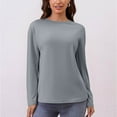 thumbnail image 4 of Neewe Women's Casual Long Sleeve Tops Crew Neck Round Hem Loose T-Shirts Tunic Tops Fall 2025, 4 of 7