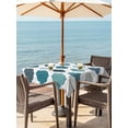 thumbnail image 2 of Bohemia Outdoor Tablecloth - 60x60 Inch Square Dining Table Cover, Vintage Moroccan Geometric Pattern Blue Green Gray Waterproof Outdoor Table Cloth with Umbrella Hole & Zipper for Picnic/Patio/Party, 2 of 7