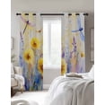 thumbnail image 4 of Blue Yellow Dragonfly Blackout Curtains for Bedroom Living Room Darkening Curtains 54 Inch Long Watercolor Spring Flower Short Curtain for Small Window Treatment Insulated Grommet Drapes 42"x54"x2, 4 of 9