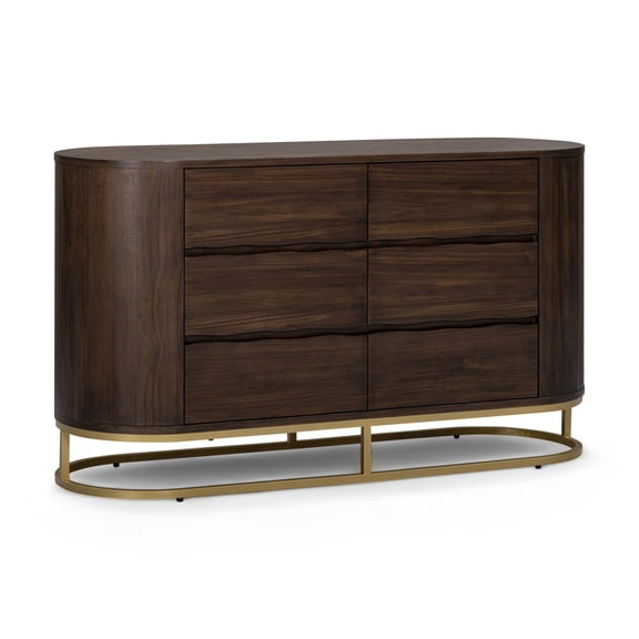 Teamson Home Seneca Modern 6-Drawer Dresser with Storage & Elevated Metal Base