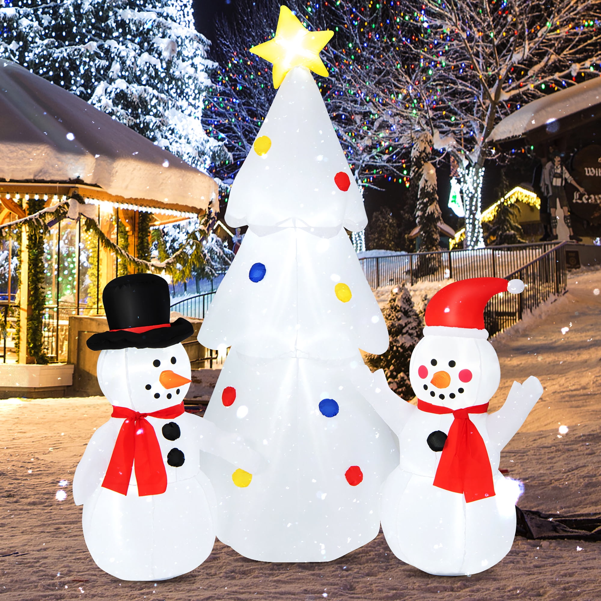 Costway 6 FT Inflatable Christmas Tree with 2 Snowmen Xmas Decoration