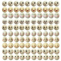 HONCLL 100 Pcs Wooden Ball with Face Wooden Beads 20mm Natural Wood Bead for DIY Craft