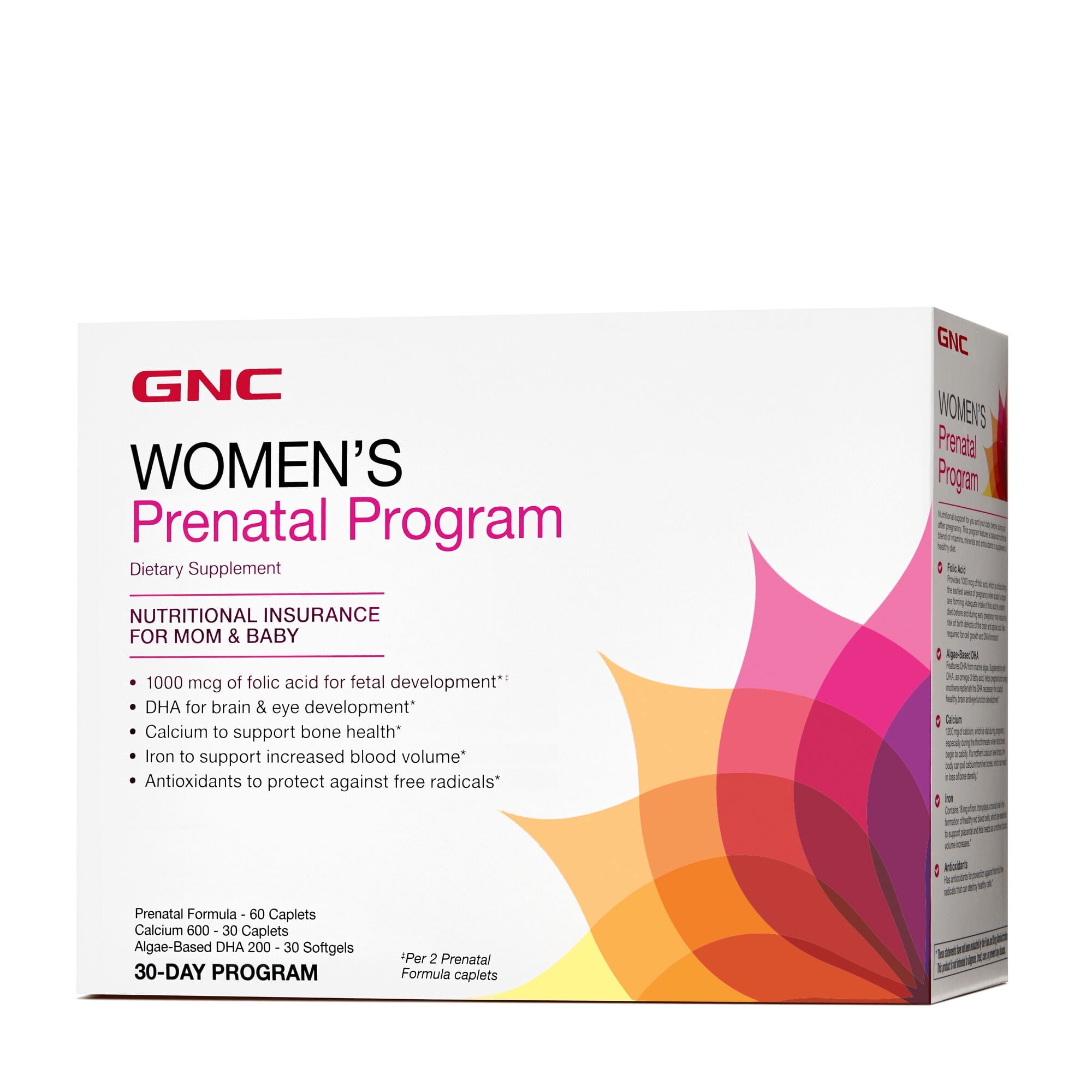 GNC Women's Prenatal Program, Daily Supplement System, Supports Healthy Development for Your Baby with Zinc & Iron for Fetal Needs, Targeted Prenatal and Pregnancy Essentials, 30 Packs