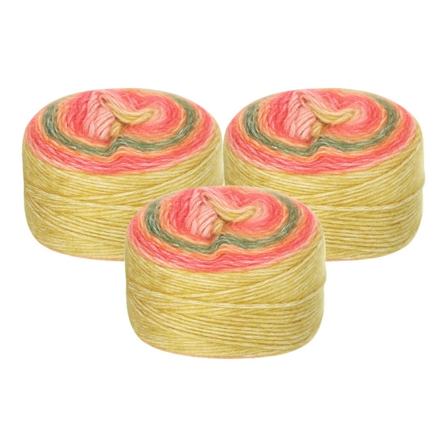 Unique Bargains Lot de 3 Fils de Coton Dégradé 100 g pour Gâteau, Fils Arc-en-Ciel Doux Mélangés Rouge (300 g)