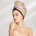 thumbnail image 2 of Yiaed Colorful Floral Print Hair Cap with Button,Coral Fleece Hair Towel Wrap for Women Wet Hair,Quick Dry Turban for Wet Hair Long Thick Hair, 2 of 5