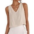 thumbnail image 3 of Women'S Crop Tank Tops Spring Summer Sleeveless V Neck Cropped Casual Beach Tops Shirts Color S, 3 of 7