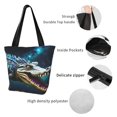 thumbnail image 4 of Pofeuu Starry Sky Colorful Crocodile Print Women Fashion Shoulder Handbags Top Handle Satchel Bags Tote Shoulder Shopping Bag Stylish Canvas Tote Bag, 4 of 6