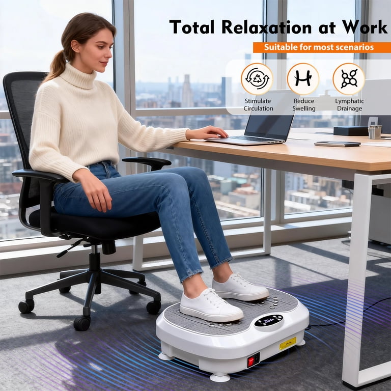 Vibration Plate Exercise Machine, DOMNIU Whole Body Workout Vibration  Platform for Lymphatic Drainage, Vibrating Muscle Toner w/ 2 Resistance  Bands for Weight Loss, White - Walmart.com