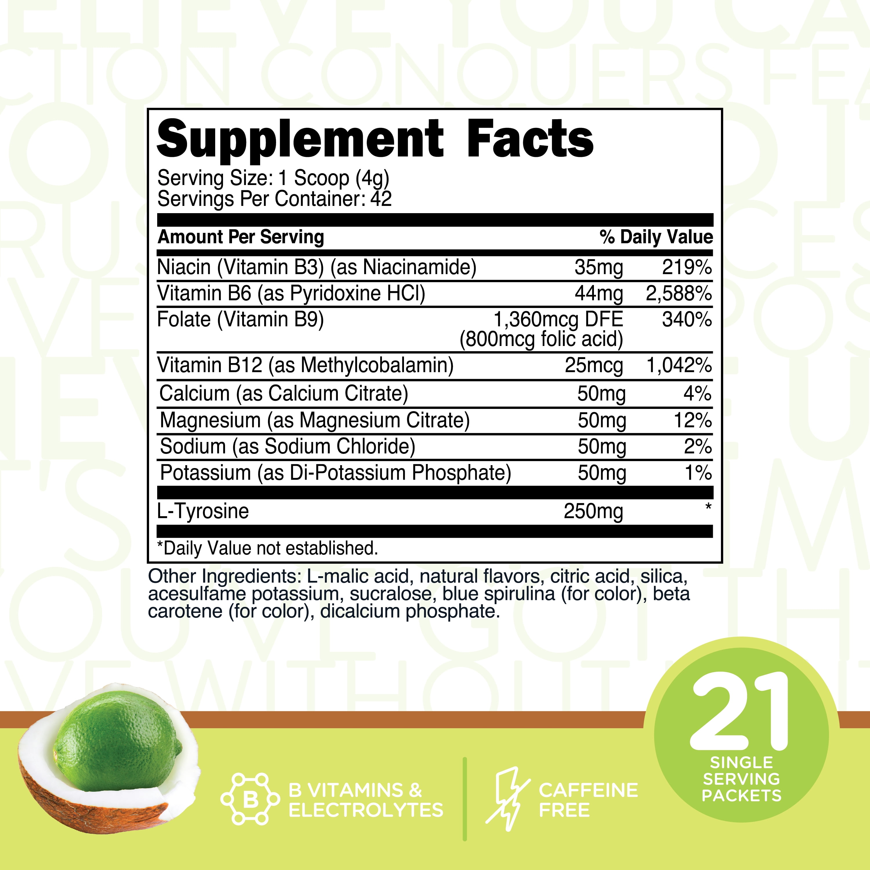 TransformHQ Hydration Electrolyte Drink Mix (Coconut Lime Flavored) - 42 Servings Per Container