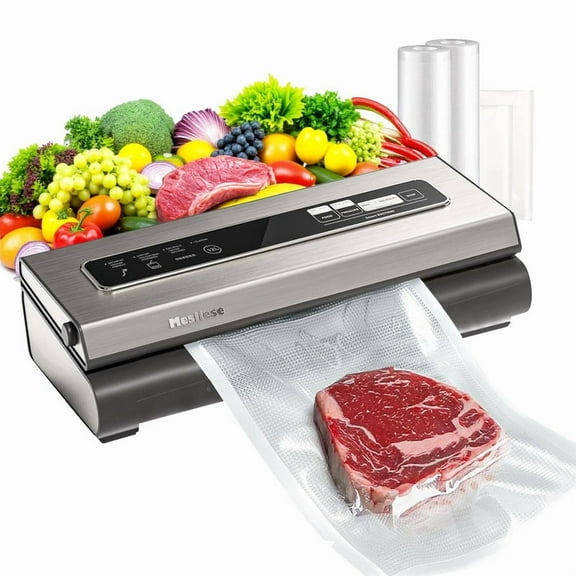 Sybels 6-in-1 Compact Vacuum Sealer Machine, Food Saver with Dry & Moist Modes, 2 Rolls   5 Bags, Cutter, ETL Certified, Silver