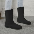 thumbnail image 6 of Bnwani Women Boots Ankle Pile Toe Flat Comfortable Knight Suede Boot Black Size 5.5, 6 of 7