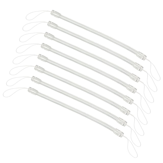 Unique Bargains 6' Plastic Retractable Spring Coil Strap Key Holder Stylus Cord, Clear 8 Pack