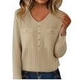thumbnail image 2 of Winter Plus Size Fall Sweaters for Women Women's V Neck Cut Sweater With Buttons Soft Wool Knit Pullover Slim Fit Base Layer For Daily Wear, 2 of 4
