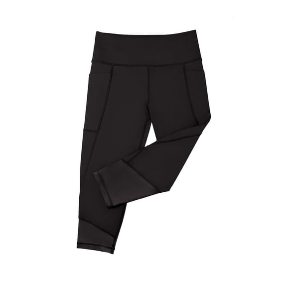 GK High-Waisted, High-Shine, High-Performance Capri Leggings for Women and Girls (XL, Black)