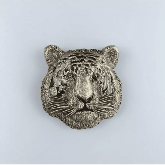 Vintage Bronze King of Animal Tiger Western Wildlife Belt Buckle
