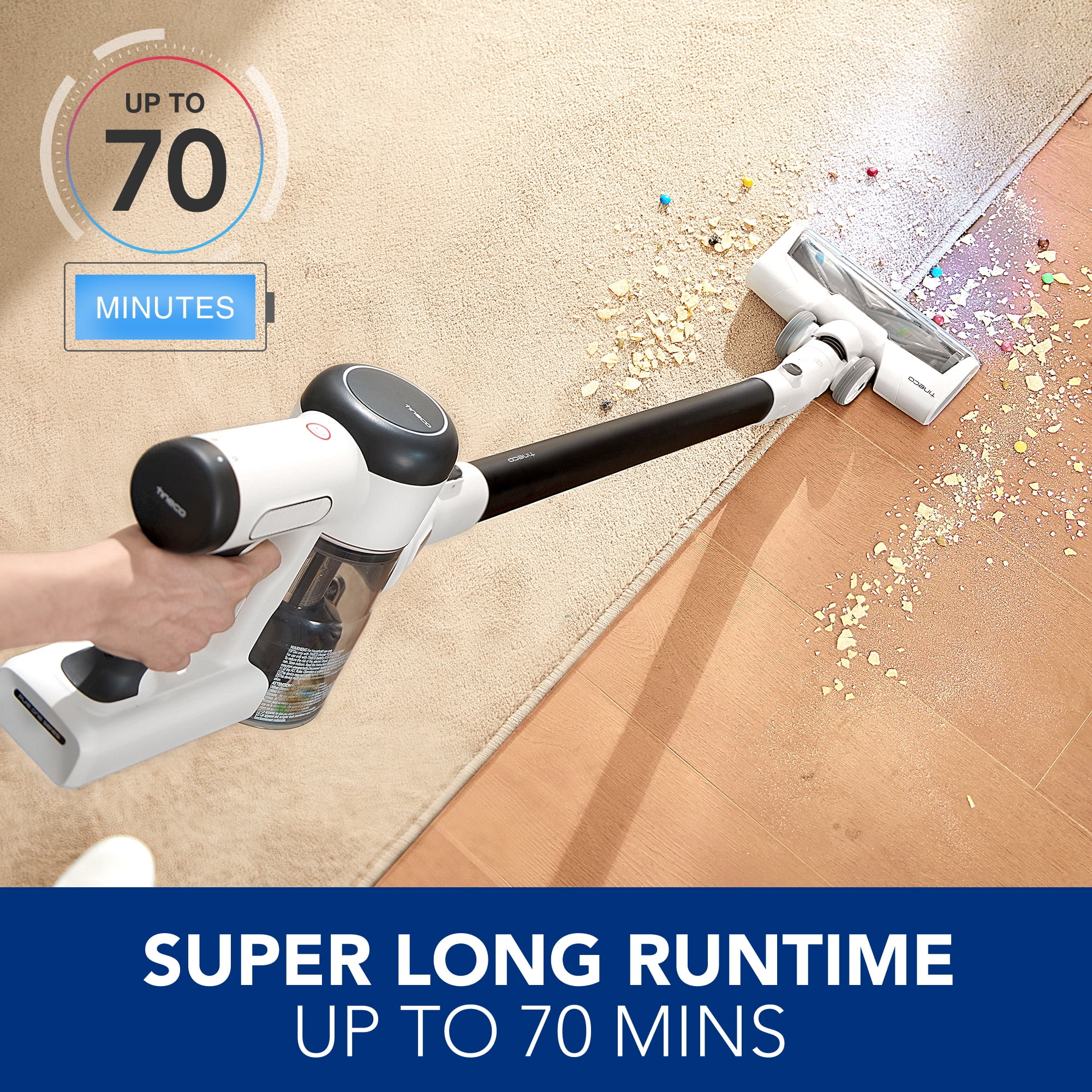 Cleaner Stick Cordless Vacuum Runtime One Lightweight X Tineco Pure with Extra-Long Smart