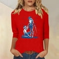 thumbnail image 2 of Jsaierl Women's 3/4 Sleeve Tops Summer Crew Neck Shirts Cute Graphic Petite Blouses Going Out Loose Fit Tunic Top S-2XL, 2 of 5