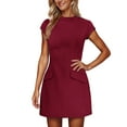 thumbnail image 5 of 50% Off Clear! Dresses for Women 2025 Womens Summer Solid Dress Mock Neck Short Sleeve Bodycon Party Club Mini Dresses, 5 of 8