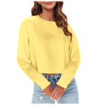 thumbnail image 1 of SNKSDGM Chemises Blanches à Manches Longues pour Femmes en Coton Court, Hauts d'Entraînement à Manches Longues pour Femmes Grande Taille, Mode Décontractée, Col Rond Uni, T-Shirt Court à Manches Longues L, 1 of 5