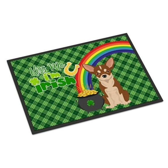 Red and White Chihuahua St. Patrick's Day Indoor or Outdoor Mat 24x36 36 in x 24 in