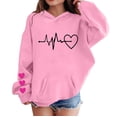 thumbnail image 3 of CPNG Girls Hoodies Tops Heart Print Long Sleeve Hooded Sweatshirts with Front Pocket Kids Loose Fit Daily Pullover Sweatshirt, 3 of 5