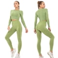 thumbnail image 5 of QRIC Women Seamless Long Sleeve Yoga Crop Top Running Fitness Workout Top Shorts, 5 of 6
