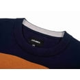 thumbnail image 5 of Krumba Mens Plus Size Cotton Crew Neck Big&Tall Long Sleeve Pullover Navy Mixed Stripe Oversized Sweater 4XL, 5 of 10