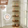 thumbnail image 3 of Flycity 5 Tier Rotating Bookshelf, 360° Display Rotating Bookcase Corner Storage Rack with Special Visible Partition Storage, Gold, 3 of 9