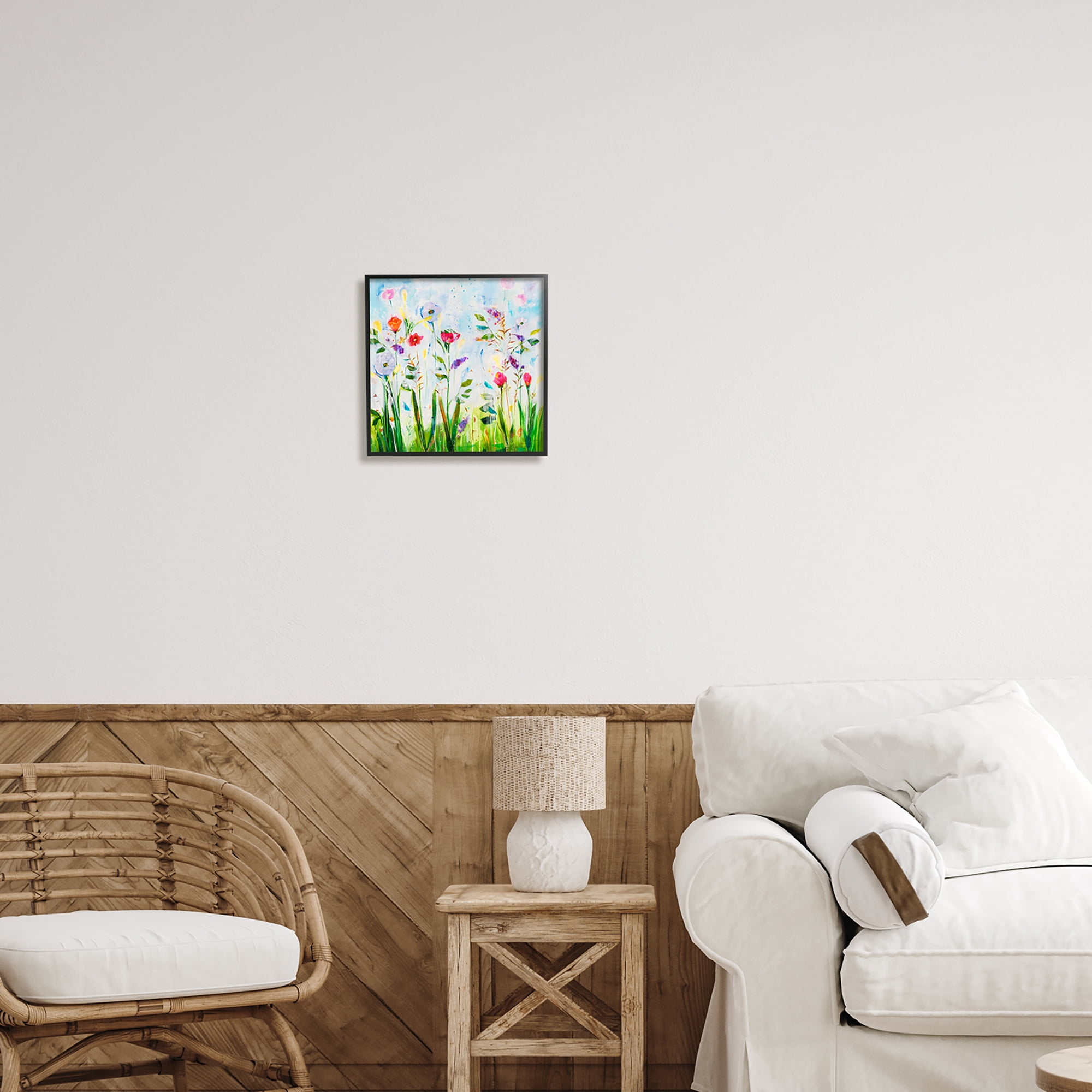 Stupell Industries Abstract Flower Meadow Botanical & Floral Painting Black Framed Art Print Wall Art, 12 x 12