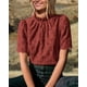thumbnail image 2 of Blusa PRETTYGARDEN de verano bordada con ojales para mujer, marrón y rojo, 2 of 7