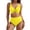 Yellow, variant on Minjewel Women's Casual Two-Piece Bikini Set, High Waist Bottom & Floral Print Crop Top, Swimsuits for Women for Beach, Pool & Summer,Army Green L