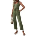 thumbnail image 3 of Womens Jumpsuits Dressy Summer Sleeveless U-Neck Casual Wide Leg Long Pants Rompers 2025 Green S, 3 of 9