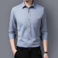 thumbnail image 3 of Hommes Manches Longues Casual Slim Fit Chemises Solide Bouton vers le Bas Robe Chemise Tourner vers le Bas Col Chemises, 3 of 5
