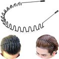 thumbnail image 1 of wonima44 Metal Hair Band for Men Headband Women Bands Unisex Black Wavy Spring Outdoor Sports Headbands Men's Hoop Clips Accessories Simple Elastic Non Slip Head Headwear, 1 of 1