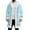 1-Light Blue, variant on Unisex Red Leather Stylish Long Coat Christmas Santa Claus Shearling Hooded Trench Coat