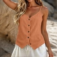 thumbnail image 4 of Hvogkswy Womens Button Down Linen Camisole Tops Solid V Neck Sleeveless Tops Loose Breathable Beach Vacation Summer Casual Tank Tops, 4 of 6