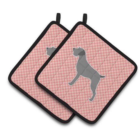 

Carolines Treasures BB3611PTHD German Wirehaired Pointer Checkerboard Pink Pair of Pot Holders 7.5HX7.5W multicolor