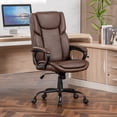 thumbnail image 4 of Mainstays Executive Ergonomic High Back Leather Home Office Desk Chair, Brown, 4 of 15