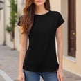 thumbnail image 2 of Yubnlvae Women's Short Sleeve Casual Solid Loose Crew Neck T Shirts Black XXL, 2 of 8