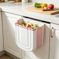 thumbnail image 1 of Wall Mounted Household Foldable Trash Can Kitchen Folding Trash Can Hanging Plastic Telescopic Storage Bin, 1 of 6