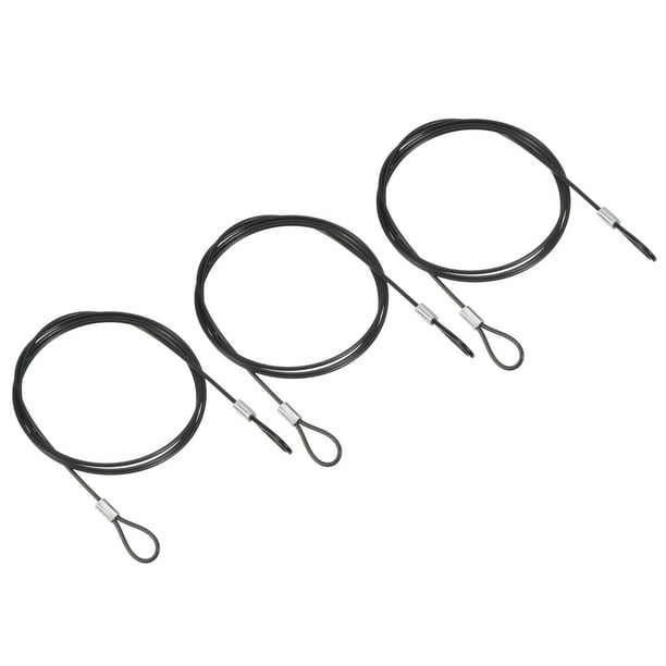 Candado de Seguridad Uxcell Cable de Acero para Iluminación Escénica Negro 2mmx1m 3Pcs