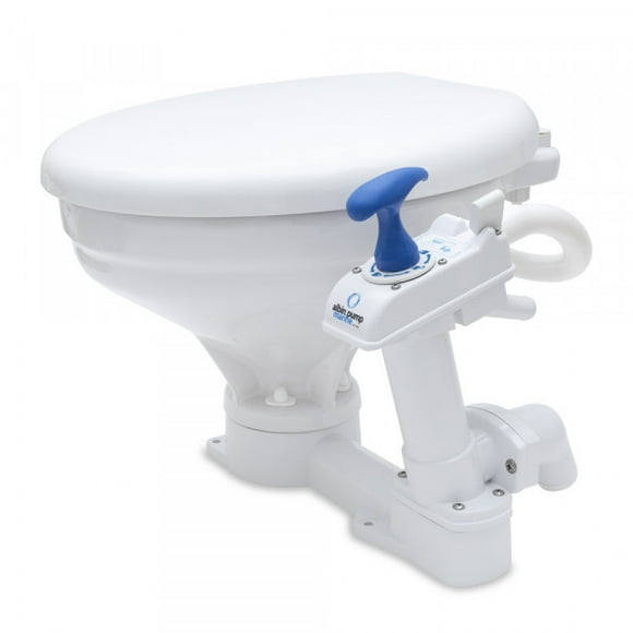 Albin Toilet 07-01-002 Marine Series; Permanent; White Thermoplastic Softclose Seat With 14.4 Inch Seat Height; One Handle Flush Control; Manual Flush; White Vitreous Porcelain; Without Hand Sprayer