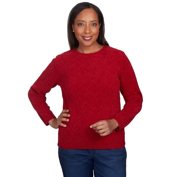 Alfred Dunner Womens Classic Chenille Pullover Sweater