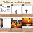 thumbnail image 5 of Wallpaper Birds Silhouette Sunset Lake Reeds Textured Vintage Sky Peel and Stick Wall Murals 69"H x 96"W Removable PVC Wall Paper Self-Adhesive Wall Paintings Art Decor for Bedroom Living Room, 5 of 7