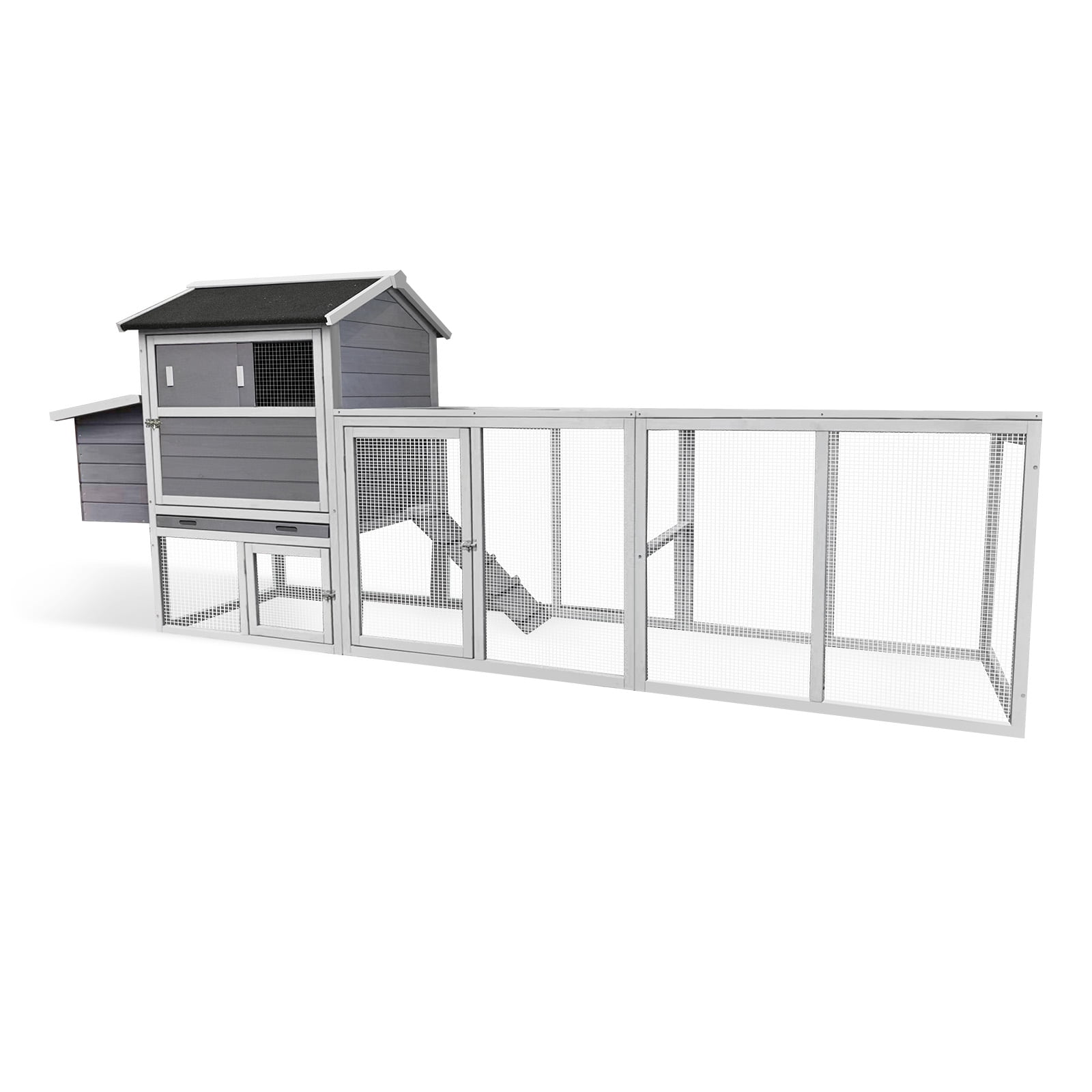 Wooden Chicken Coop, Large Outdoor Hen House with Run and Nesting Box Poultry Cage, Rabbit Hutch, Waterproof Anti-UV Panel for Backyard