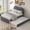 Gray, variant on Noble House Sheila Twin Upholstered Platform Bed, Arc-Shaped Berber Fleece Frame with Twin Trundle, White