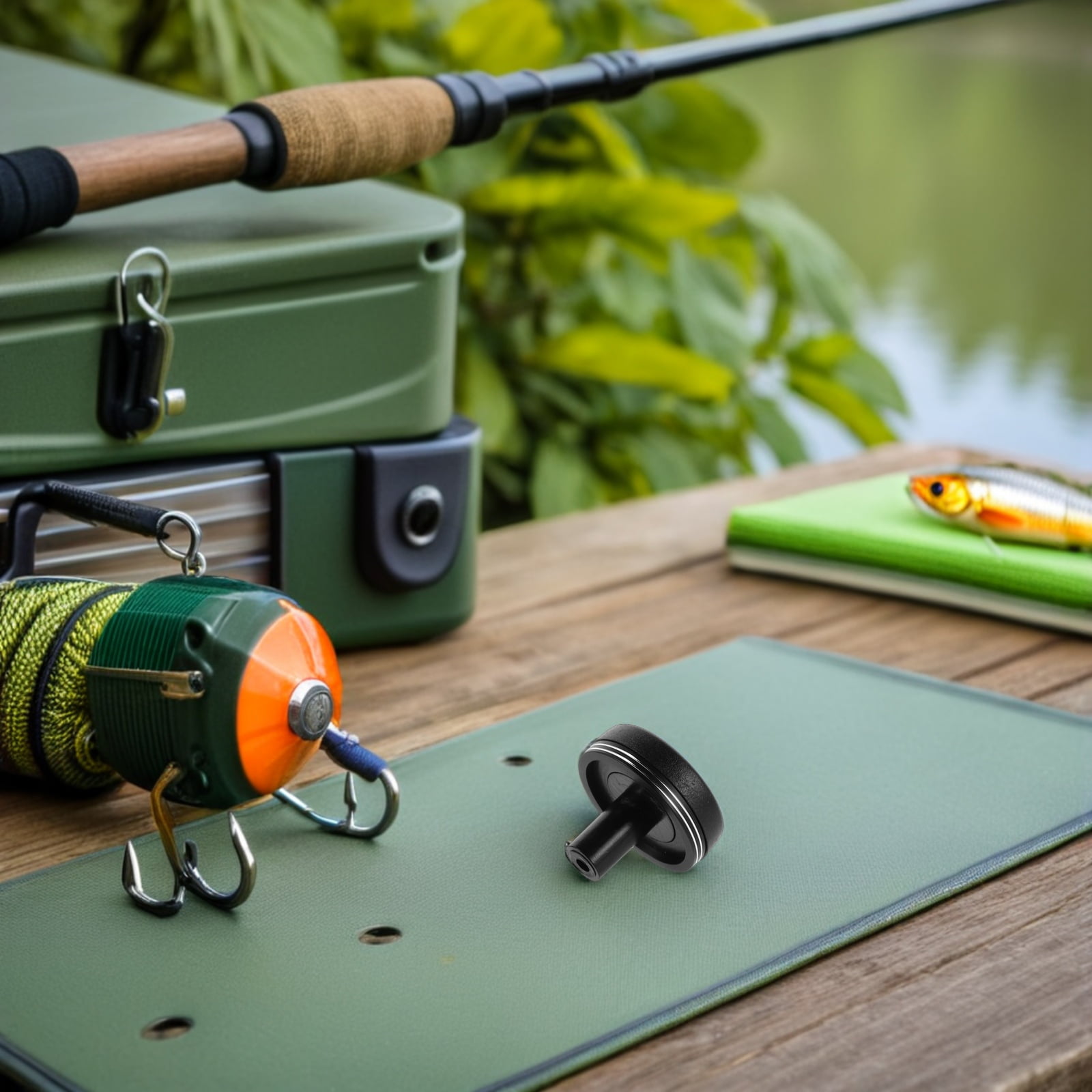 FOMIYES Black Aluminum Alloy Fishing Rod End Cap with Cushion for Better Casting Control