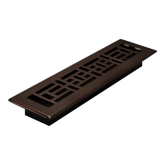 Decor Grates 2x12 Oriental Floor Register Vent Cover, Adjustable Airflow Control, Rubbed Bronze (AJH212-RB)