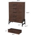thumbnail image 2 of Commode Haute à 5 Tiroirs 50,5 Po, Coffre Autoportant en Bois avec Tiroirs Profonds pour Chambre, Salon, Entrée, Brun, 2 of 7