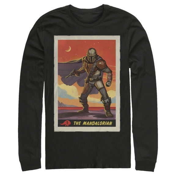 Men's Star Wars: The Mandalorian Trading Card Long Sleeve Shirt Black 2X Large